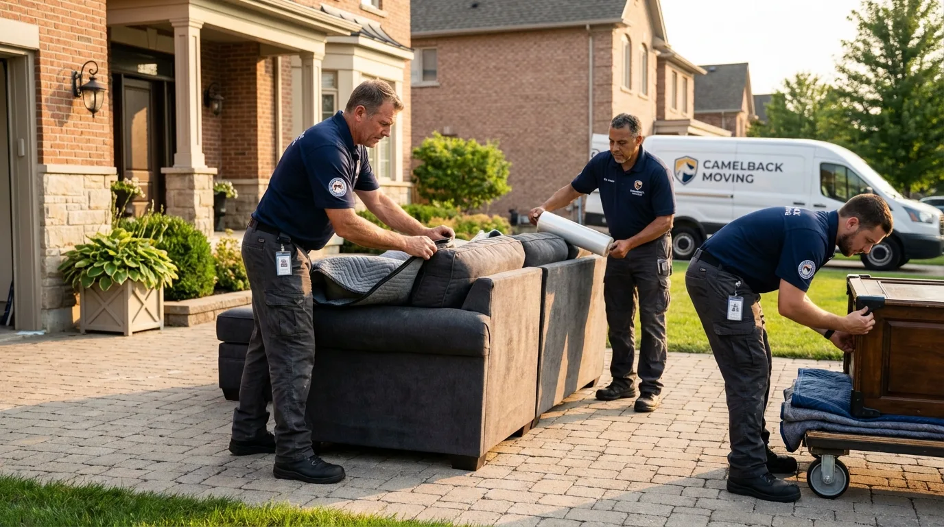 Large estate moving crew wrapping furniture in Algona, IA